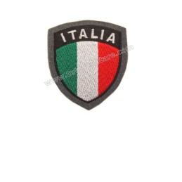 Scudetto Italia Ricamato Bordo Grigio con Velcro