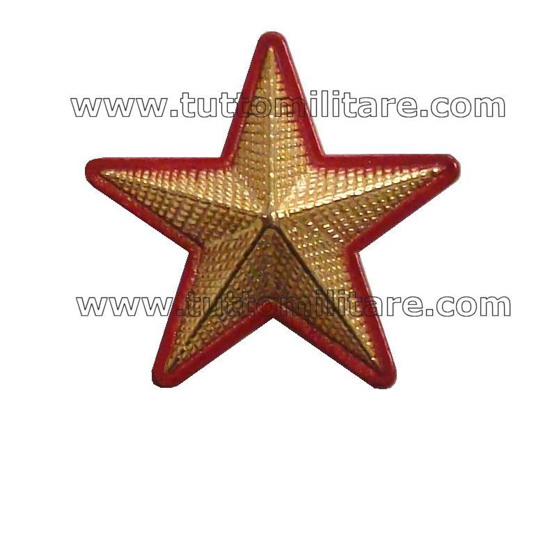Stella Militare Oro a 5 Punte Zigrinata Bordo Rosso con Viti Stella Militare Oro a 5 Punte Zigrinata Bordo Rosso con Viti