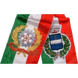 Fascia da Sindaco Tricolore Ricamata a Mano in Canetè