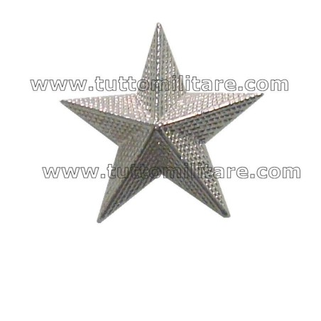 Stella Militare Zigrinata Metallo Argento a 5 Punte con Vite cm. 2