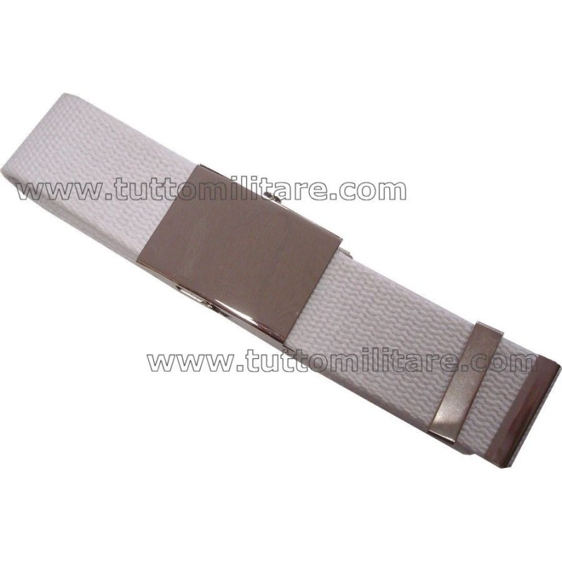 Cintura Militare Bianca con Fibbia Metallo