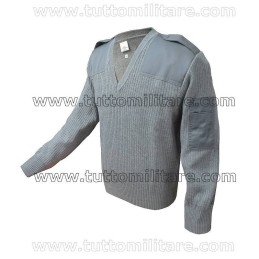 Pullover Grigio Forestale Collo a V Toppe ai Gomiti