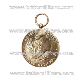 Retro Medaglia Bronzo Difesa Nazionale Francese - Medaille de la Defence Nationale Francaise