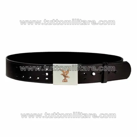 Cinturone in Cuoio Nero 3 Fori Fibbia a Scatla con Fregio Polizia Locale  Altezza 5 cm.