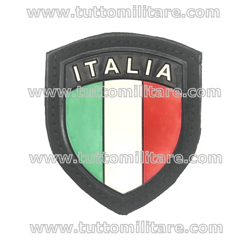 Patch Scudetto Militare Italia Gommato PVC Nero