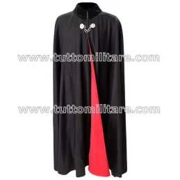 Mantella Nera Collo Velluto e Interno Rosso Scarlatto