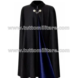 Mantella Nera Collo Velluto e Interno Raso Blu Notte