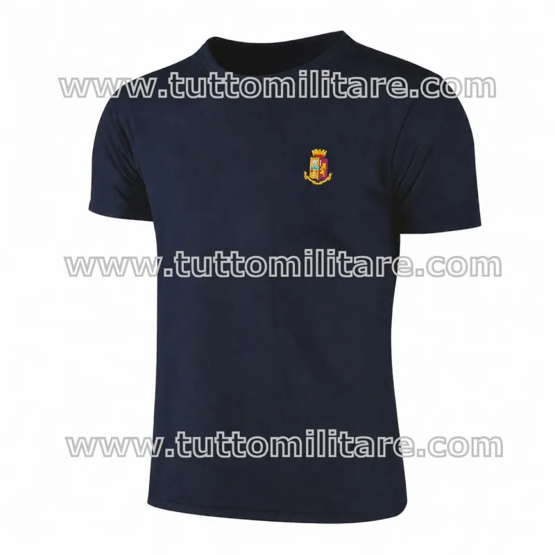 T-Shirt Polizia di Stato 100% cotone con logo araldico ricamato