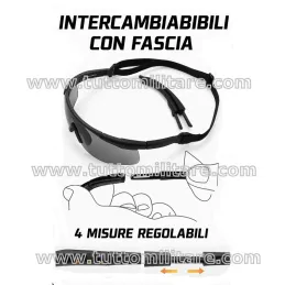 Misura Regolabile dell'astina e fascia elastica su occhiali tattici