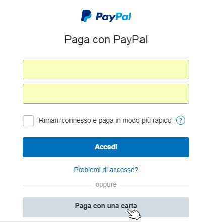 Paga con Carta di Credito su Paypal