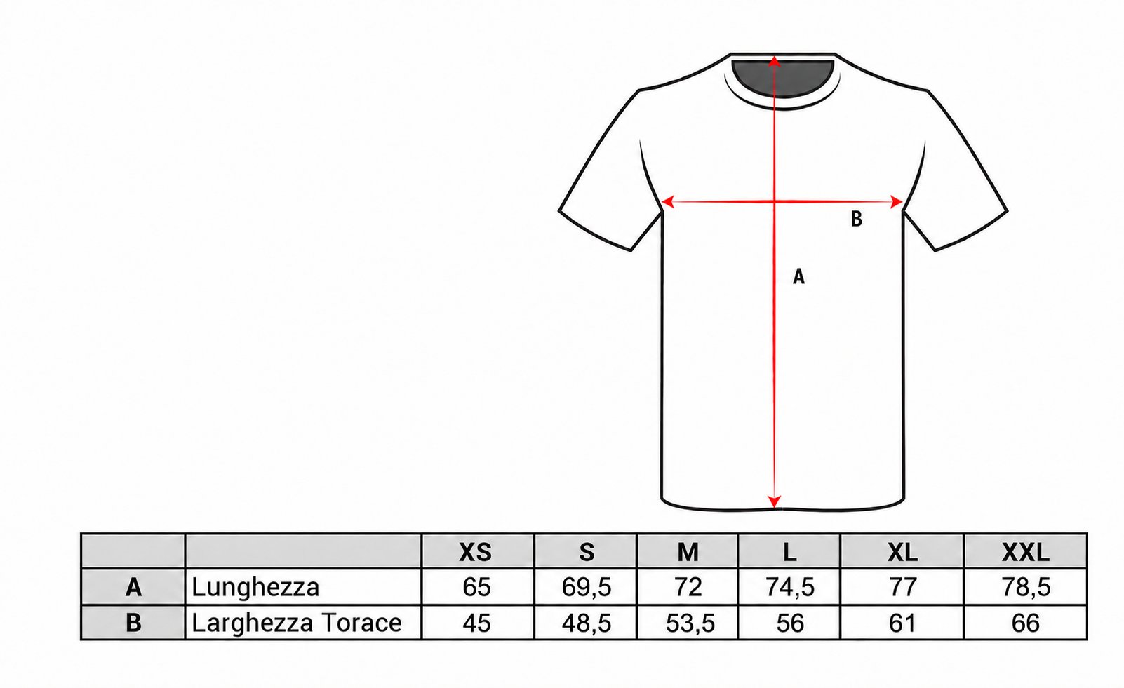 Guida Taglie T-Shirt Polizia di Stato