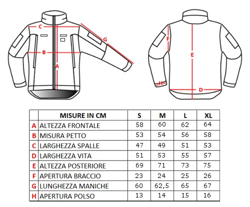 Aiuto Taglie Soft Shell
